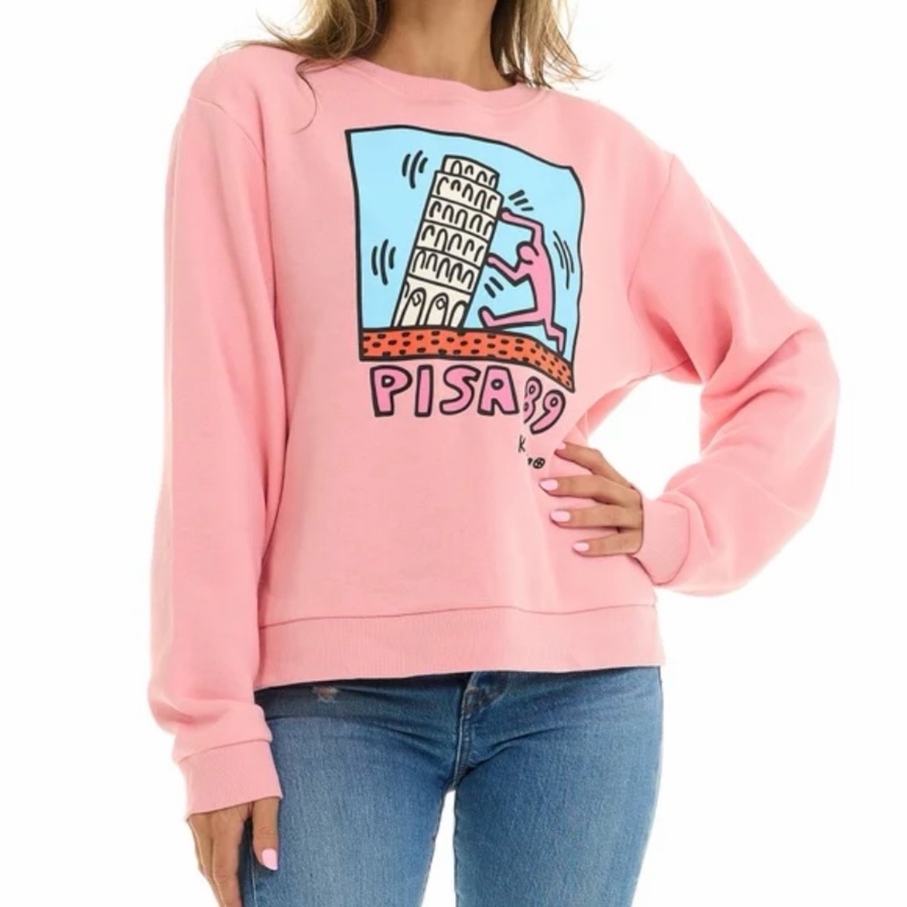 NWT/Keith Haring/PISA 89/ Women's Crewneck Sweatshirt/Pink/Size: L - Picture 3 of 6